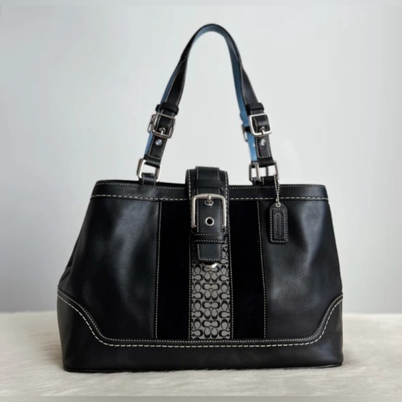 Coach Handbags - Coach leather suede patchwork black